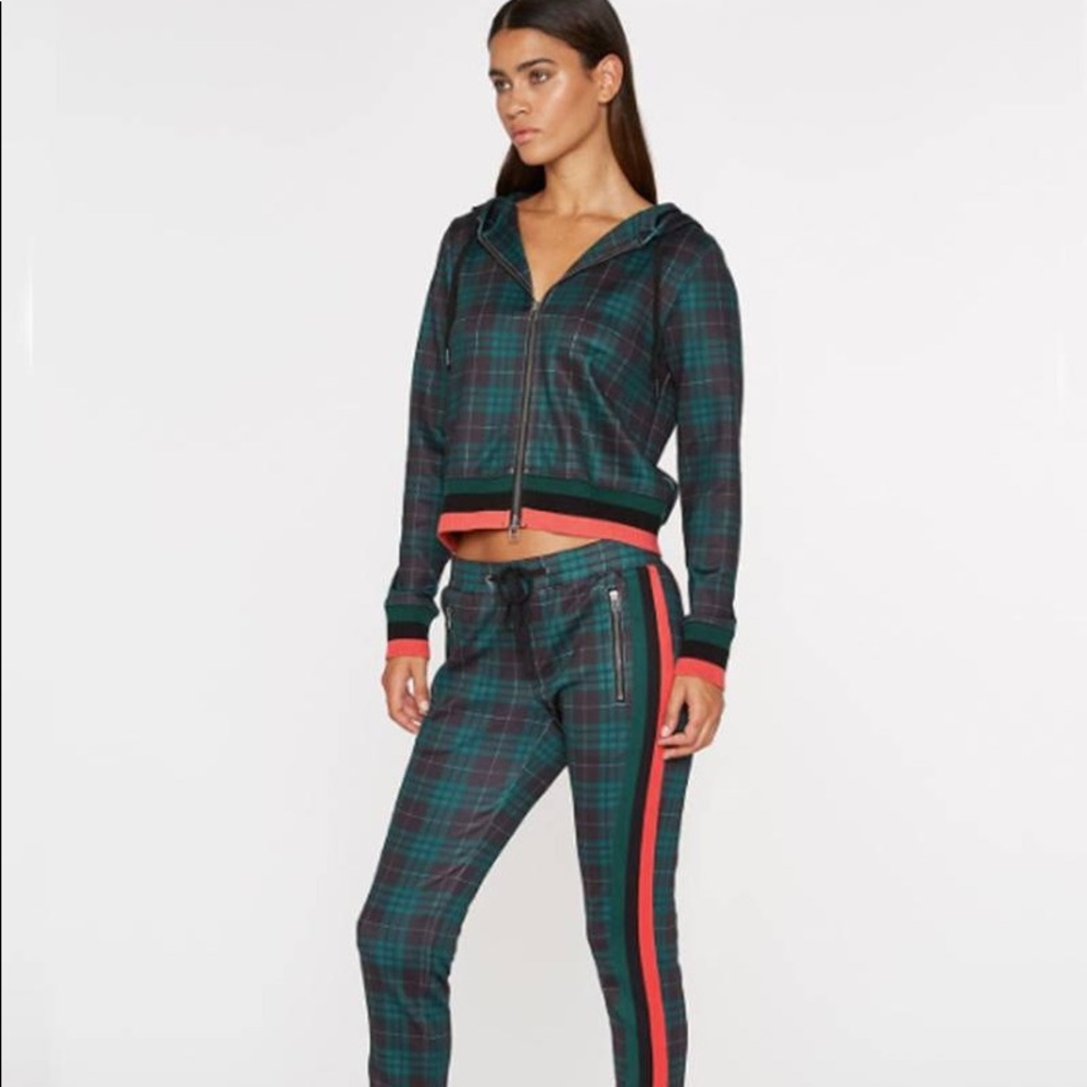 Stewart Green Plaid Crop ZIP Hoodie